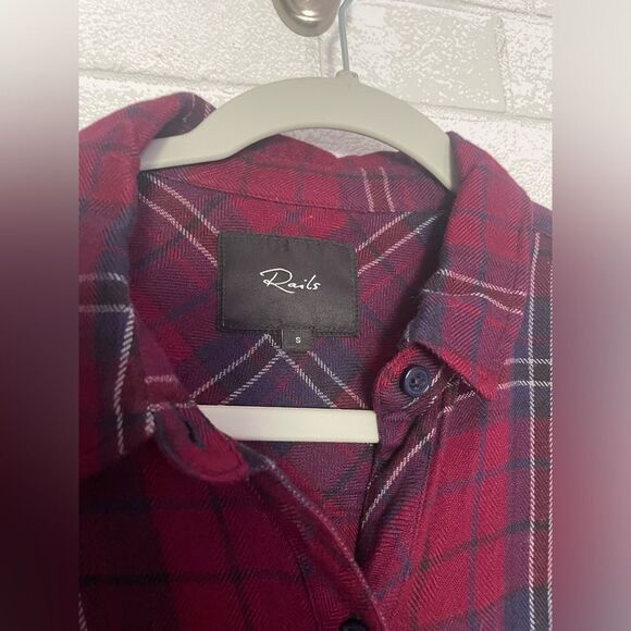 Rails Classic Women’s Button Down Plaid Flannel Dylan Oxblood/Navy Color - Picture 1 of 7